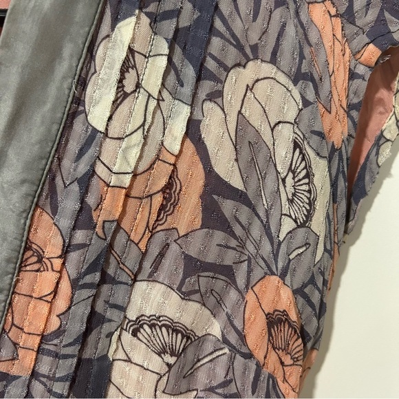 Monsoon Blue and Orange Leaf Print Midi Dress Size 8 - Picture 5 of 7